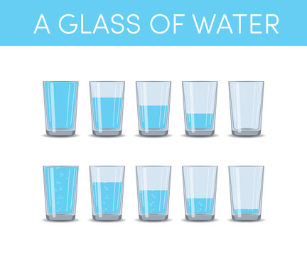 Glasses of water, vector set