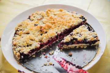 Homemade blueberry and currant cake.