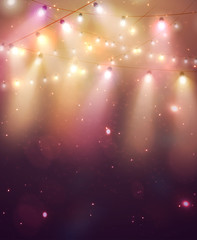 Garland Lights On Colorful Background