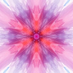 Abstract watercolor painting magic flower. Surreal sacred geometry art in pink and purple colors. Bright and glow hand drawing mystic mandala. Artistic pattern for meditative content creation.