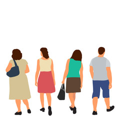 Obraz premium isolated, silhouette people go, flat style, crowd