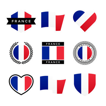 France flag vector icons and logo design elements with the French flag