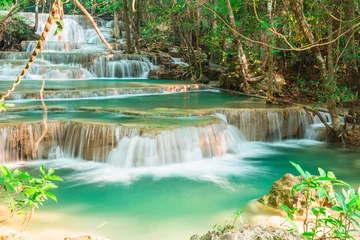 Deurstickers beautiful waterfall in the forest, Thailand © calcassa