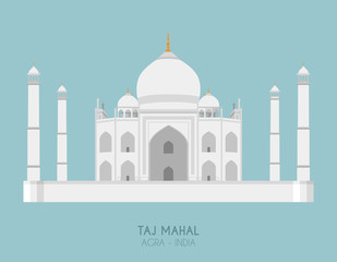 Modern design poster with colorful background of Taj Mahal (Agra, India). Vector illustration