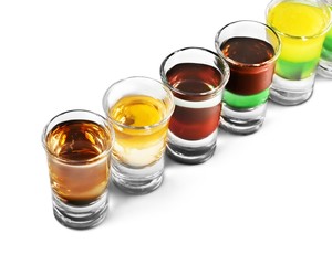 Alcohol in Shot Glasses Isolated