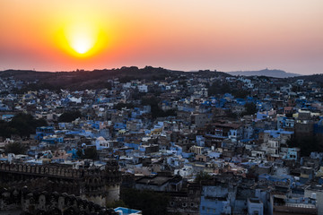 Tramonto sulla città blu di Jodhpur