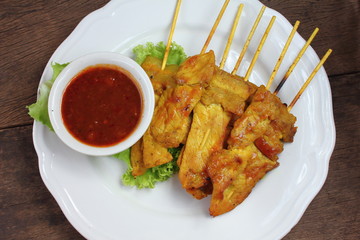 delicious pork Satay with Peanut Sauce