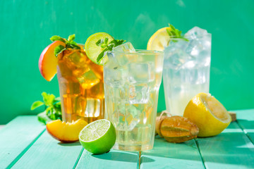 Summer drinks - selection of iced tea refreshments