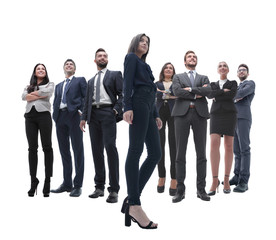 Obraz premium happy successful business team isolated on white background