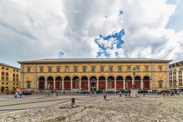 Fototapeta premium Munich, Germany June 09, 2018: Palais Toerring-Jettenbach in Maximilianstrasse 2, Munich. The Palais Toerring-Jettenbach is a former city palace in the northeastern old town of Munich.