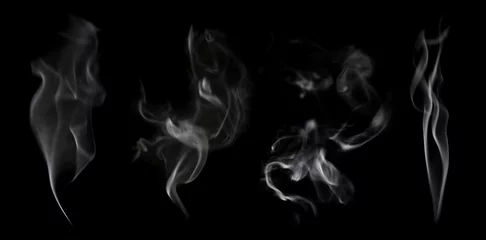 Abwaschbare Fototapete Rauch Weißer Rauch auf schwarzem Hintergrund