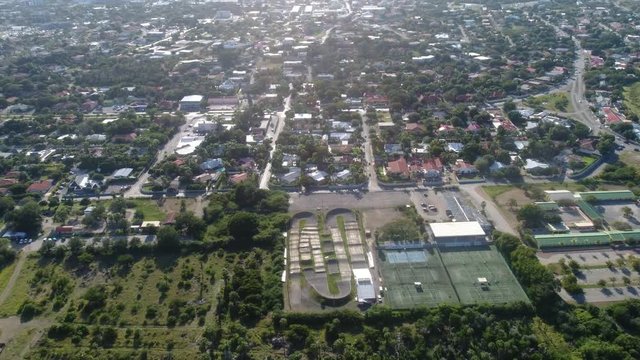 Aerial Drone Shot of Neighborhood with Sports Club