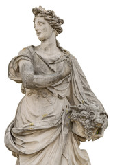 Fototapeta na wymiar Ancient woman sculpture isolated on white background