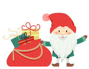 Man Jul Tomte Gifts Illustration
