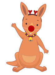 Xmas Kangaroo Rudolf Costume Illustration