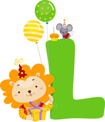 Lion Birthday Alphabet Illustration