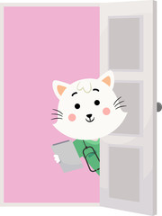 Cat Doc Vet Door Appointment Illustration