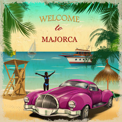 Welcome to Majorca retro poster.