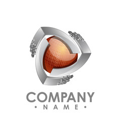Fototapeta premium Abstract icon 3d glossy circle shape geometry logo, design vector illustration