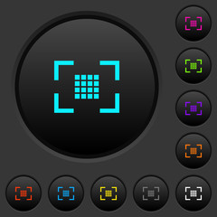 Camera sensor settings dark push buttons with color icons
