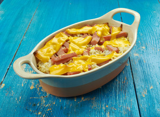 Zucchini, bacon and rice casserole