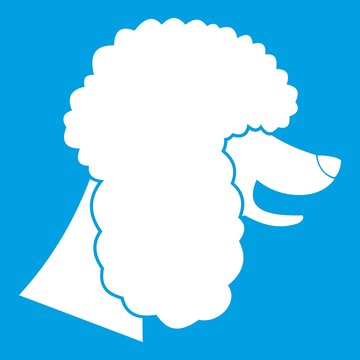 Poodle dog icon white isolated on blue background vector illustration