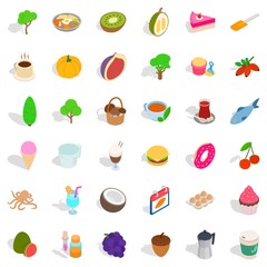 Cafe icons set. Isometric style of 36 cafe vector icons for web isolated on white background