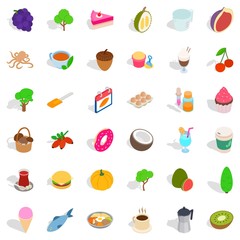 Cafe food icons set. Isometric style of 36 cafe food vector icons for web isolated on white background