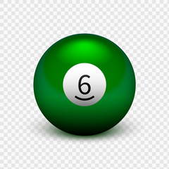 Stock vector illustration yellow ball for billiards Isolated on a transparent background. Number 6 - 212914332