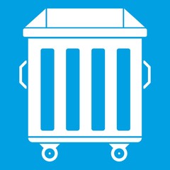 Dumpster on wheels icon white isolated on blue background vector illustration