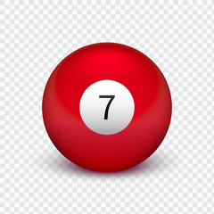 Stock vector illustration yellow ball for billiards Isolated on a transparent background. Number 7 - 212914354