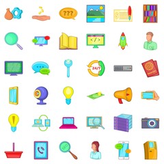 Call service icons set. Cartoon style of 36 call service vector icons for web isolated on white background