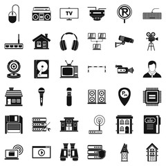 New camera icons set. Simple style of 36 planning vector icons for web isolated on white background