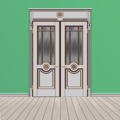white double entrance door