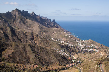 Landscape of Anaga mountains in Tenerife, famous tourism destination in Spain.