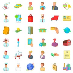 Fast career icons set. Cartoon style of 36 fast career vector icons for web isolated on white background