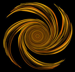Dessin d'une hélice en forme de spirale en ocre jaune