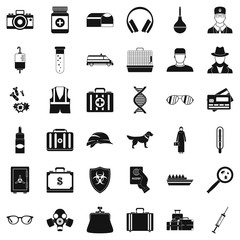 Case icons set. Simple style of 36 case vector icons for web isolated on white background