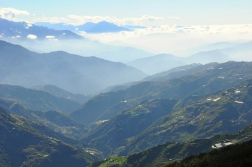 Beautiful Landscape and clouds in Autumn in Hehuan Mountain, Nantou, Taiwan