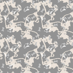 Military camouflage seamless pattern in different shades of grey and beige colors