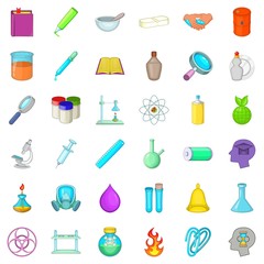 Chemistry science icons set. Cartoon style of 36 chemistry science vector icons for web isolated on white background