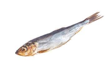 Smoked fish Baltic herring isolated on white background