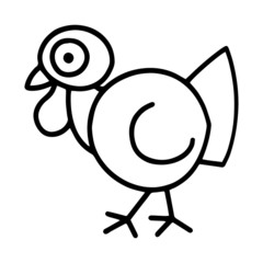Cute turkey cartoon illustration isolated on white background for children color book