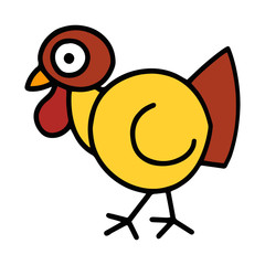 Cute turkey cartoon illustration isolated on white background for children color book