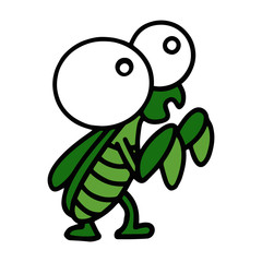 Cute mantis cartoon illustration isolated on white background for children color book