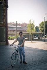man with a vintage bicycle