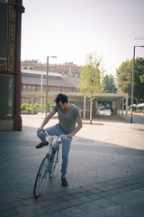 man with a vintage bicycle
