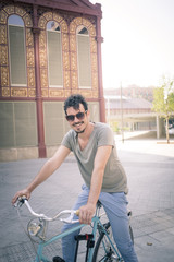 man with a vintage bicycle