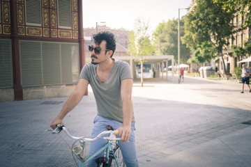 man with a vintage bicycle