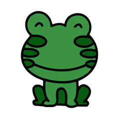Cute frog cartoon illustration isolated on white background for children color book